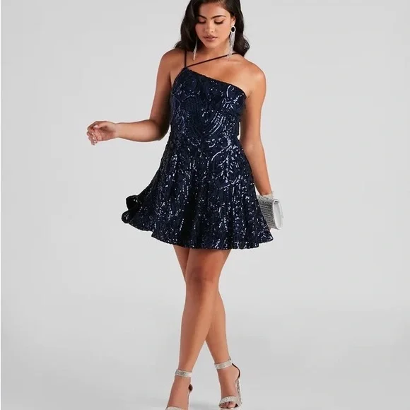 sachin and babi light blue dress Purple Sweetheart Bodycon Mini Party Dresses with Sequins main image 1